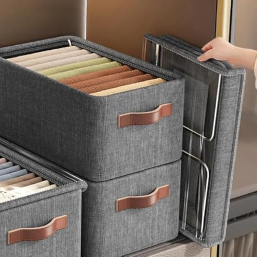 Image of Kian PVC Storage Basket With Lid and without lid Clothes Organizer Storage Box Steel Frame Wardrobe Organizer Foldable Clothes Storage Box 26 Liter (Pack of 1) (Grey)