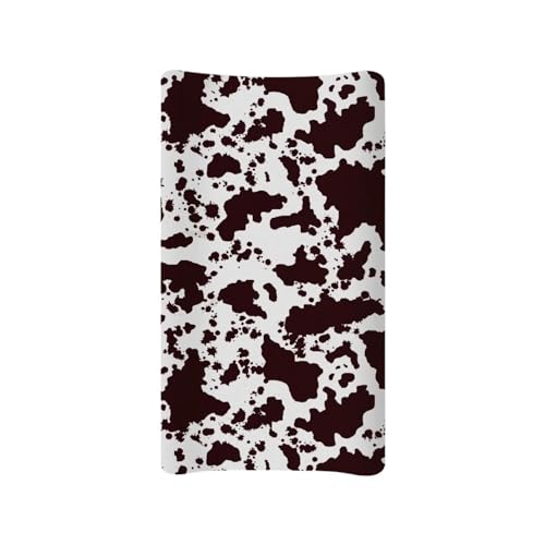 Image of HUISEFOR Brown Cow Print Changing Pad Cover for Baby Girls Boys Soft Breathable Diaper Changing Pad Cover with Elastic Edge Removable Bassinet Cradle Mattress Sheets 32x16