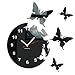 Produktbild Große moderne Wanduhr Schmetterling Schwarz rund 30cm, 3d DIY, Wohnzimmer, Schlafzimmer, Kinderzimmer