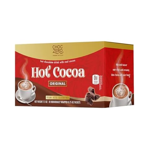 ChocZero Hot Cocoa Mix, Sugar Free, Vegan, All Natural, 10 Hot Cocoa Packets, 7.5 Ounces (Pack of 1) Cover