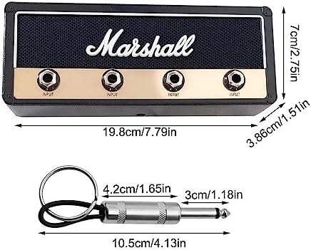 NAVESO Marshall Key Holder for Wall, Guitar Key Hooks, JCM800 Standard Guitar Keychain, Guitar Amp Key Holder Hook with 4 Key Holders, Black