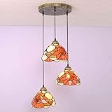  WgGUIF Lustre en Forme de Fleur de Soleil de Tiffany, plafonnier en Verre teinté pour Salle à Manger, Lampe Suspendue réglable Multicolore pour Chambre à Coucher/Salon/café (Taille : D)