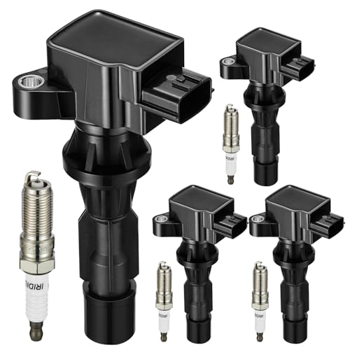 Image of 4-Pack UF540 Ignition Coil Pack and 90083 LTR5BI-13 spark plugs Compatible with Mazda 3 06-13 L4, 09-13 6, CX-7 Replacement L3G218100 C1683 L3K918100 UF-540 C1683