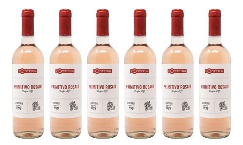 L'Osteria Primitivo Rosato Puglia IGT (6 Fl. a 0,75L.) - Frischer und fruchtiger Roséwein. Alkoholgehalt 12%. Jahrgang 2022. Grundpreis (8,88 € / l)