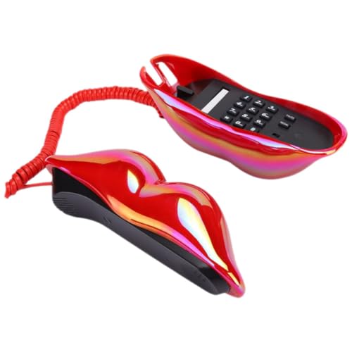 Teléfono Fijo de Labios Rojos OSOLADY Teléfono Decorativo Fijo Original de ABS para Oficina