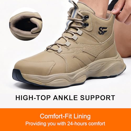 Image of Steel Toe Shoes for Men, Work Shoes for Men,Indestructible Steel Toe Boots,Industry Construction Safety Work Boots for Men,Puncture Proof Construction Safety Shoes