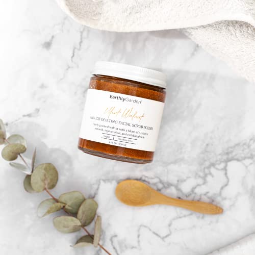 Earthly Garden Mint Walnut Aha Face Exfoliating Scrub For Women + Men | Vegan, Microdermabrasion Facial Scrub Exfoliant | Dead Skin Remover | Deep Pore Cleanser | For All Skin Types (4Oz) #TOP1