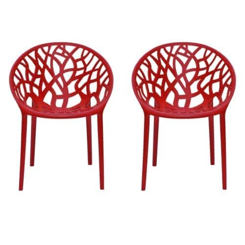 Image of activa Crystal Plastic Arm Chair | Stackable Indoor Outdoor Chair for Home, Balcony, Patio & Garden | Comfortable Designer Armrest Chair | Durable Plastic Seating Furniture (Coke Red, Set of 2)