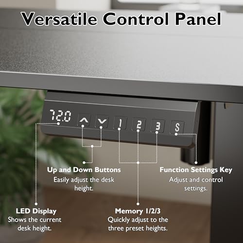 Scrivania Elettrica Regolabile, 120 x 60 cm, Altezza 72-120 cm, Motore Silenzioso, 3 Memorie Preimpostate, Scrivania Gaming e da Ufficio,Gancio per Cuffie, Scrivania da Ufficio e Gaming, Nero - Sedia gaming - Immagine 4