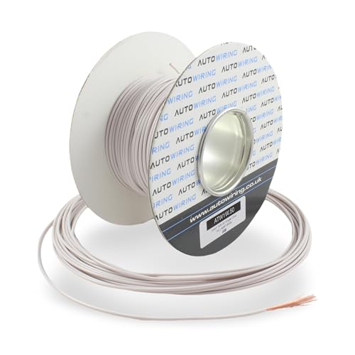 Image of 16.5 AMP Rated 1mm² 17 AWG Single Core Stranded Copper Cable 12v 24v Thin Wall Wire (10M 20M 50M 100M) (White, 10 Metre Coil)
