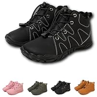 Kids Barefoot Shoes Winter, Fur Lined Waterproof Barefoot Shoes Minimalist Zero Drop Sole Cotton Boots, Barefoot Hiking Walking Shoes (Black,28)