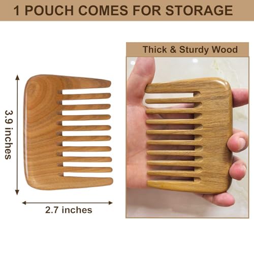 Peine de madera verde para desenredar y masaje miniatura 2