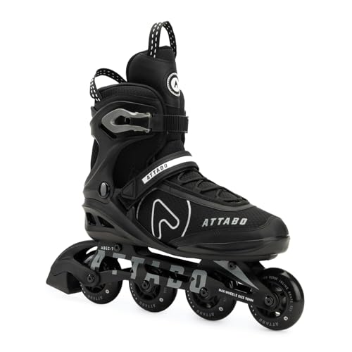 ATTABO Bricker Fitness - Patines de Ruedas para Hombre, cómodos y estables para el Tiempo Libre y de Entrenamiento con riel de Aluminio, Ruedas de Poliuretano de 80 mm, rodamientos ABEC-7, Freno TPR
