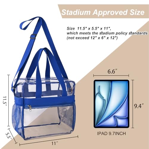 Image of Clear Bag 12x6x12 Stadium Approved Clear Tote Bag with Zipper Closure Crossbody Shoulder Bag with Adjustable Strap