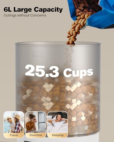 Futterautomat Katze Katzenfutter Automat WiFi: Futterspender Katze mit Maßgeschneidert Zeitplan - Automatischer Katzenfutterspender APP-Steuerung Hunde/Katzen Futterautomaten - Weiß 6L – Bild 4