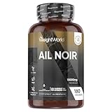 Ail Noir Fermenté 15000mg 180 Gélules Vegan, S Allylcystéine (SAC) Allium Sativum 100:1, Allicine Inodore et Saveur, Riche en Vitamines et Minéraux, Extrait d'Ail Noir Gélules (Garlic Capsules)