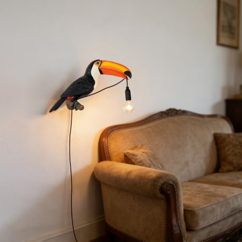 Image of NorDiem Left Toucan Plug-in Wall Sconce,Resin Bird E12 Bulb,Boho Decor