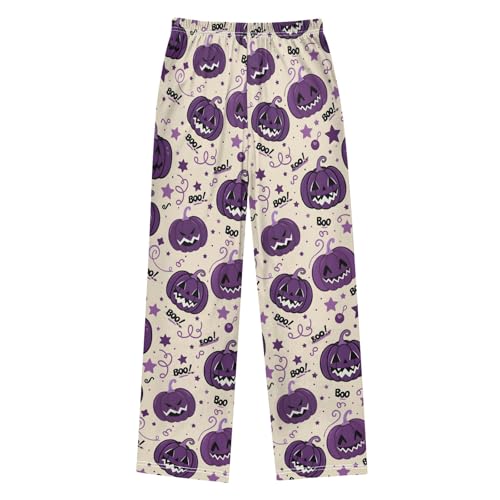 Pajama Pants Lounge Sleep PJ Bottoms Sleepwear Elastic Waist Drawstring S Purple Pumpkin2