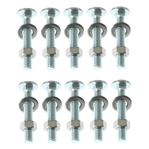 Image of RLECS 10PCS Galvanized Carriage Bolt 5 /16-18x2'' Carriage Bolts Set Round Head Square Neck Screws with 10 Nuts and 10 Washers