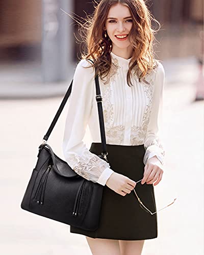 Image of Hobo Shoulder Bag Multi Pockets Purse Handbags Leather Tote Bag Large Crossbody Bag