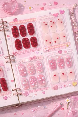 Image of ohora Semi Cured Gel Nail Strips (N Candy Swirl) - Salon-Quality Valentines Nails stickers, Works with Any Lamps, Long Lasting, Easy to Apply & Remove, Chip Resistant