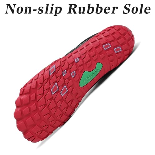 Miniatura 6 de Saguaro Hombre Mujer Barefoot Zapatillas De Trail Running Minimalistas Zapatillas De Deporte Fitness Zapatos Descalzos Para Correr En Montaña Escarpines De Agua, Rojo Manzana, 42 Eu