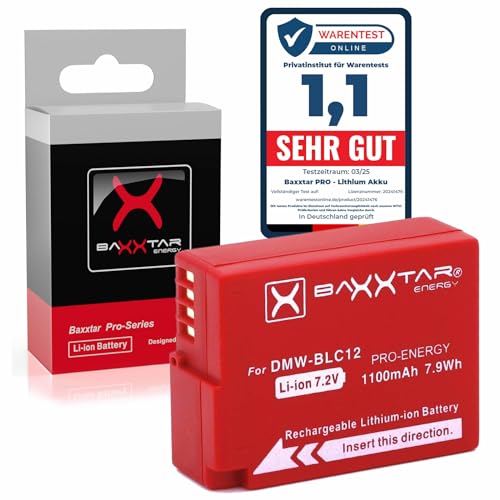 Baxxtar Compatible con batería Panasonic DMW BLC12 E (Real 1100mAh) - Batería Inteligente para Lumix DMC GX8 G70 G80 G81 G7 G6 G5 FZ2000 FZ1000 FZ330 FZ300 FZ200