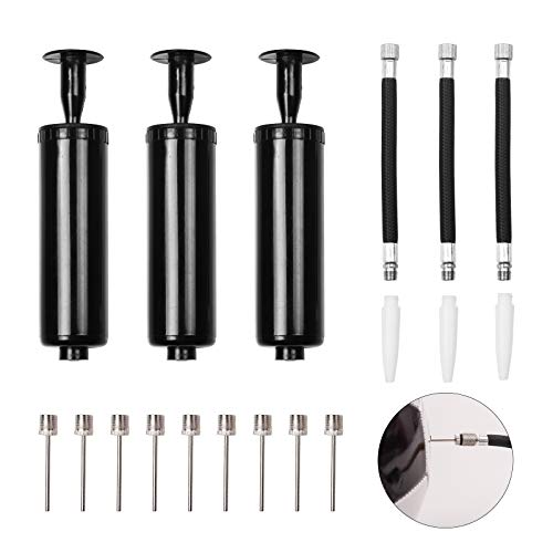 LAITER 3PCS Bomba de Infladora de Bolas con 9 agujas Bomba de Aire de mano para Balones Portátil Inflado de Bolas Adaptador 3 mangueras de Extensión 3 boquillas para Globo Fútbol Voleibo Belota Rugby