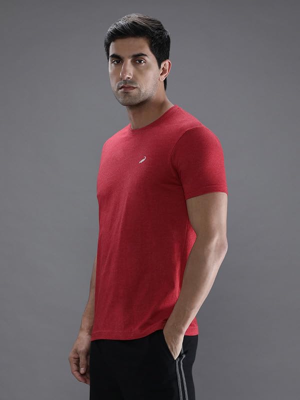 Image of CROCODILE Men Solid Sport Fit T Shirt | Round Neck | Short Sleeve | Regular Length | Basic Casual Pull On Topwear Grey Melange