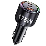 【175W 3ポート】IDOLCO 車 充電器 シガーソケット usb-c 急速充電 PD3.0/QC4.0/PPS対応 カーチャージャー タイプc 車の 充電器 リングライト付き iPhone 17/Air/16/15 Pro Max, Galaxy S25, iPad, MacBook,ラップトップなどに対応