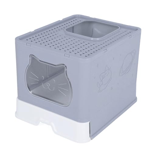 Vaso Sanitário para Gatos Com Entrada Superior, Caixa de Areia para Gatos Fechada, Controle de Odor,