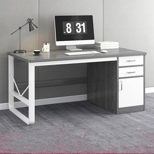 Sturdy Gray Office Desk with Ample Storage Gaming Table with d Steel Legs Ideal Writing and Workstation (100x60x72cm)