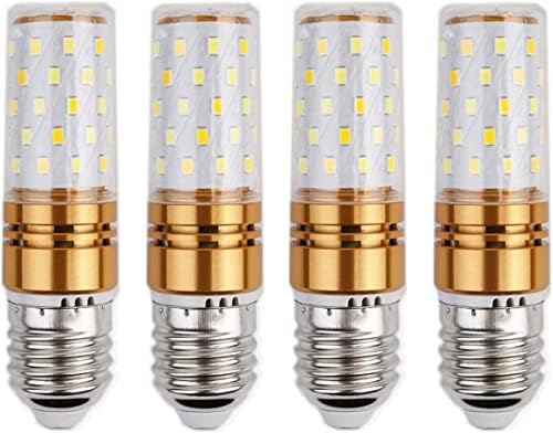 SYOSI E27 LED Corn Bulbs, Screw LED Bulbs 12W, Non-Dimmable, Daylight White 6000K, 4Pcs E27 Base Decorative Candle Corn Light Bulb for Ceiling Fans, Cabinet Lighting, Sconce