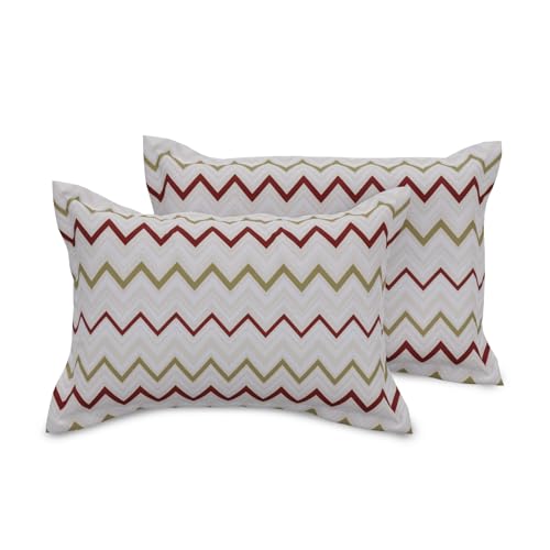 Image of HUESLAND by Ahmedabad Cotton 144 TC Cotton Elastic Fitted Bedsheet King Size with 2 Pillow Covers | 72 x 78 inches