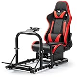 Racing Driving Simulator Cockpit with Red Seat Stability Upgrade&amp;Adjustable Fit for Logitech/Thrustmaster/Fanatec G27,G29,G920,G923&amp;T300RS T248&amp;CSL-DD Wheel Frame,No Steering Wheel,Pedal,Handbrake