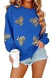 MYHALF Hanukkah Sweatshirt Women Ugly Hanukkah Sweater Sequins Menorahs Graphic Crewneck Pullover Shirt