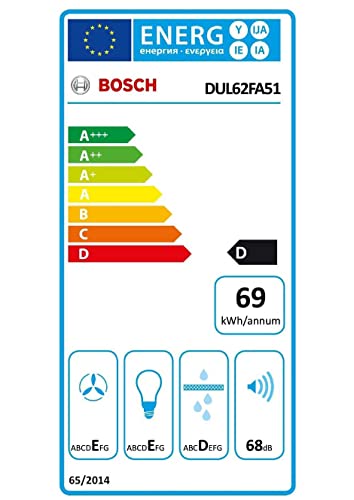 Bosch DUL62FA51 Serie 2 Unterbauhaube, 60 cm breit, Um- & Abluft, LED-Beleuchtung gleichmäßige Ausleuchtung, Schiebeschalter, 3 Leistungsstufen, Vliesfilter