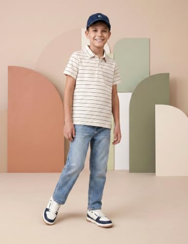 Image of Amazon Brand - Symbol Boys Soft Cotton Rich Jersey Striped Polo Shirt