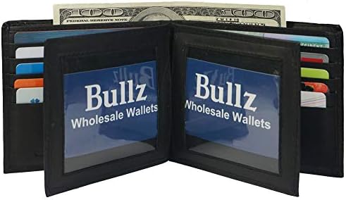 Bullz European Hipster Mens Wallet Thick Large Bifold 20 Cards and 2 ID Window image 5