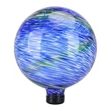 10 Inch Gazing Ball Glass Reflective Garden Globe Outdoor Gazing Globe Yard Ornament for Garden Yard Home Outdoor Decoration Blue(NOT Solar)