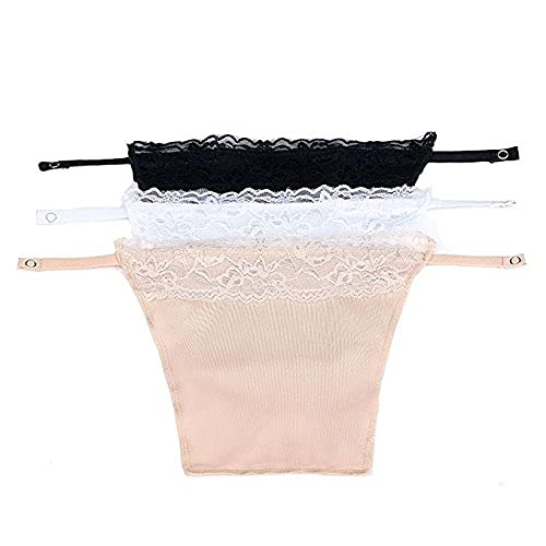 Brachy Women's Lace Cleavage Cover Insert Coverlet Panels Cami Camisole Design, Black, White, Beige, Free Size- Set of 3 BCA_CAMITECHA02