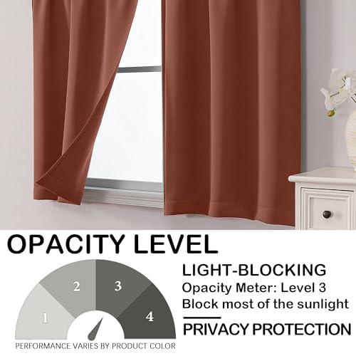 Image of Kitchen Curtains for Small Window Treatment, Light Filtering Short Cafe Curtains Over Sink, Half Window Drapes Tier for Bedroom Bathroom Rod Pocket, 2x40Wx36L Inches, Terracotta