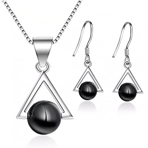 Pendentif triangle en verre et boucles d'oreilles en argent 925 pour votre style quotidien