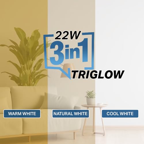 Image of RICKON Triglow 3 in 1 LED Tube Light 22 Watt - Adjustable Color Options for Warm, Cool, and Daylight - Energy-Efficient, Long-Lasting Tube Light for Home and Office- Pack of 10