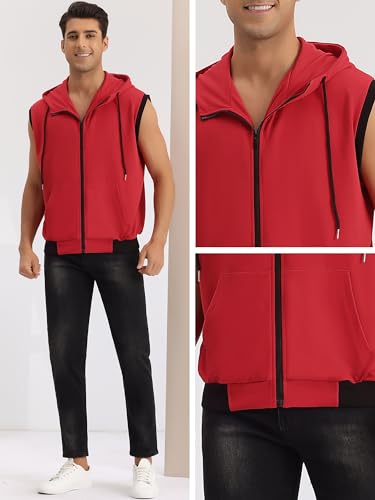 Lars Amadeus Sleeveless Hoodie for Men's Zip Up Drawstring Hooded Sweatshirt4