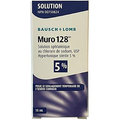 Muro 128 Solution, Temporary Relief of Corneal Edema, Eye Care, Sodium Chloride Hypertonicity Ophthalmic Solution 5%, 0.5 Fl. Oz