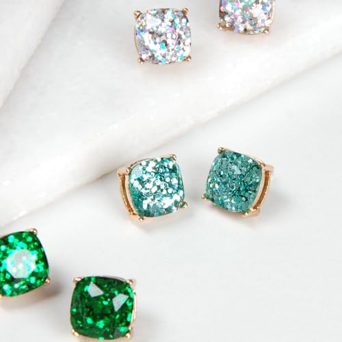 Large Square Stud Earrings for Women - Big Sparkly Rhinestone Stud Earrings, Hypoallergenic and Safe for Sensitive Ears3