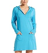 Willit Women's Long Sleeve Swim Cover Up UPF 50+ SPF Dress Hooded with Pockets Sun Protection Bea...