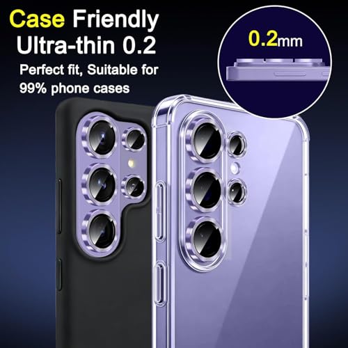 Image of Titanium Camera Lens Protector for Samsung Galaxy S26 Ultra Purple AR AF Coated 9H Tempered Glass Camera Guard, Anti Drop, Scratch Resistant Camera Lens, Case Friendly Waterproof Heavy Duty UHD Clear Camera Cover