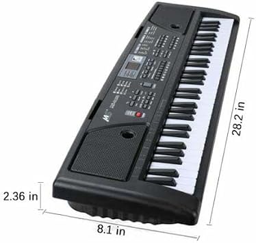Keyboard Piano, 61 Keys Electronic Keyboard for Kids with 16 Instrument Voices & 10 Accompaniment Styles for Kids Teaching, Digital Music Keyboard Piano Instrument with Microphone, USB Cable